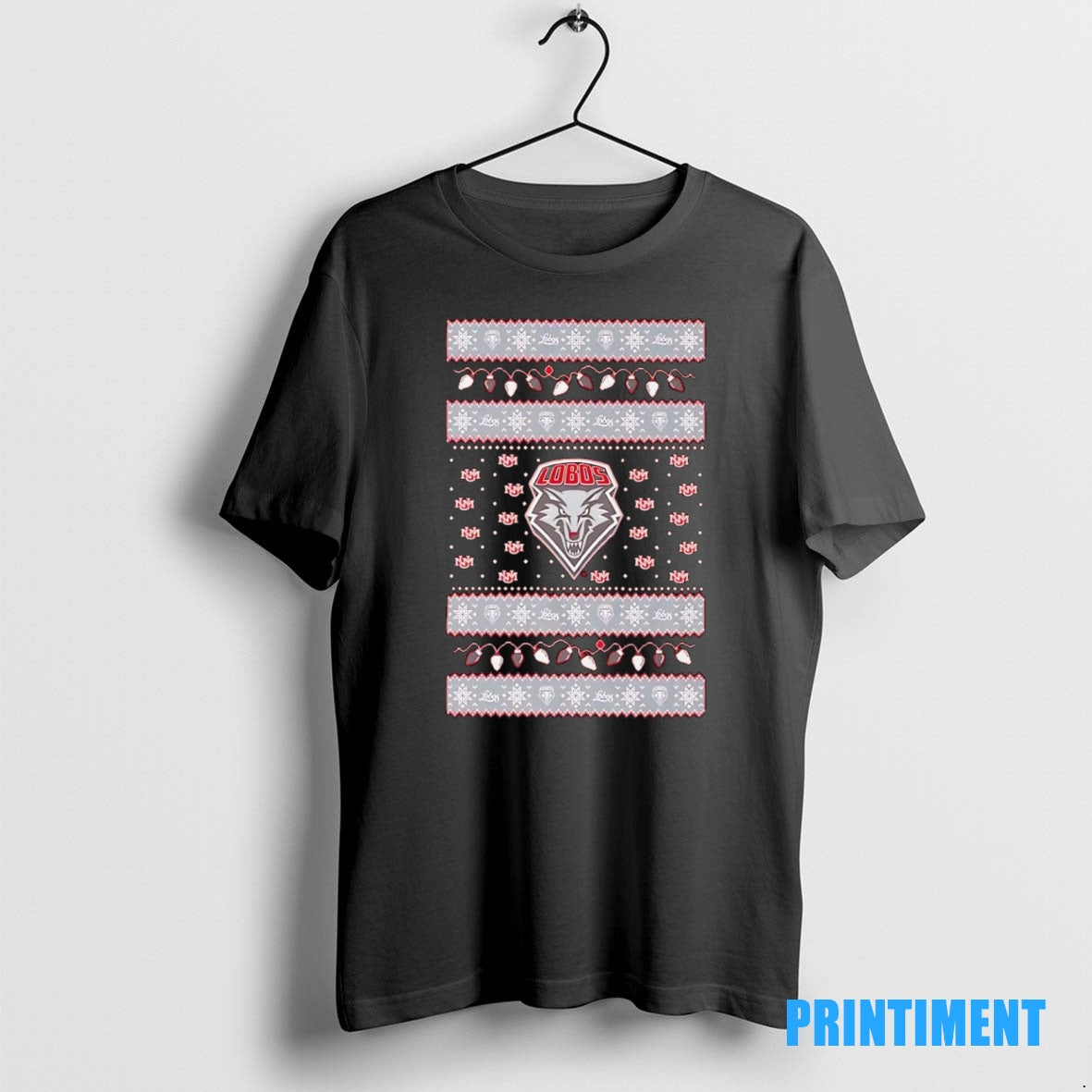 Official New Mexico Lobos Ugly Christmas Light Tee Sweater