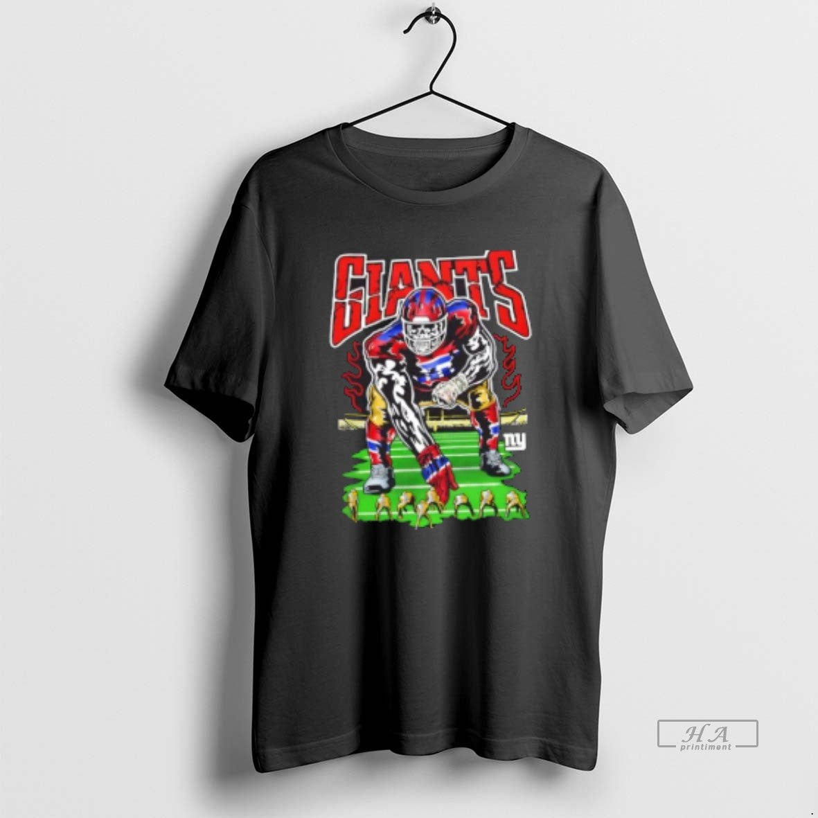 Official New York Giants Stance Football Fire Graphic