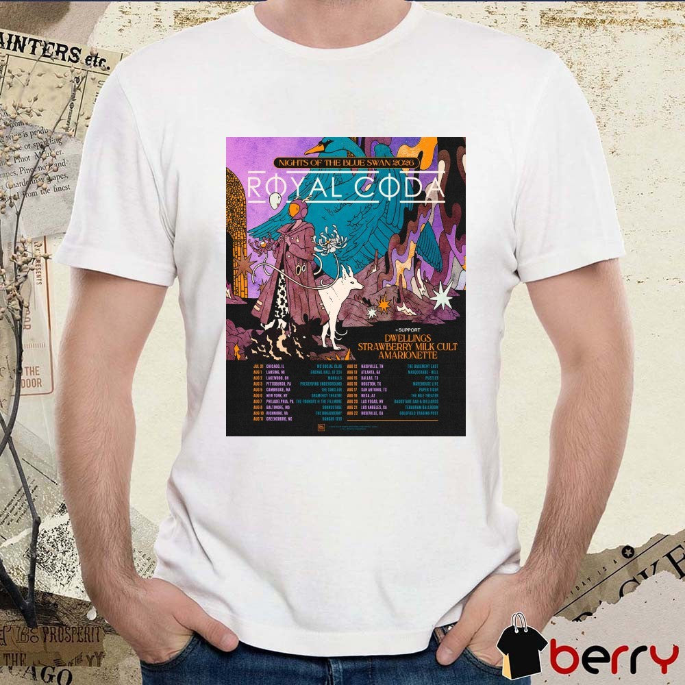 Nights of the Blue Swan 2026 Royal Coda July 31 in Chicago, IL – August 22 Roseville, CA Poster t-shirt
