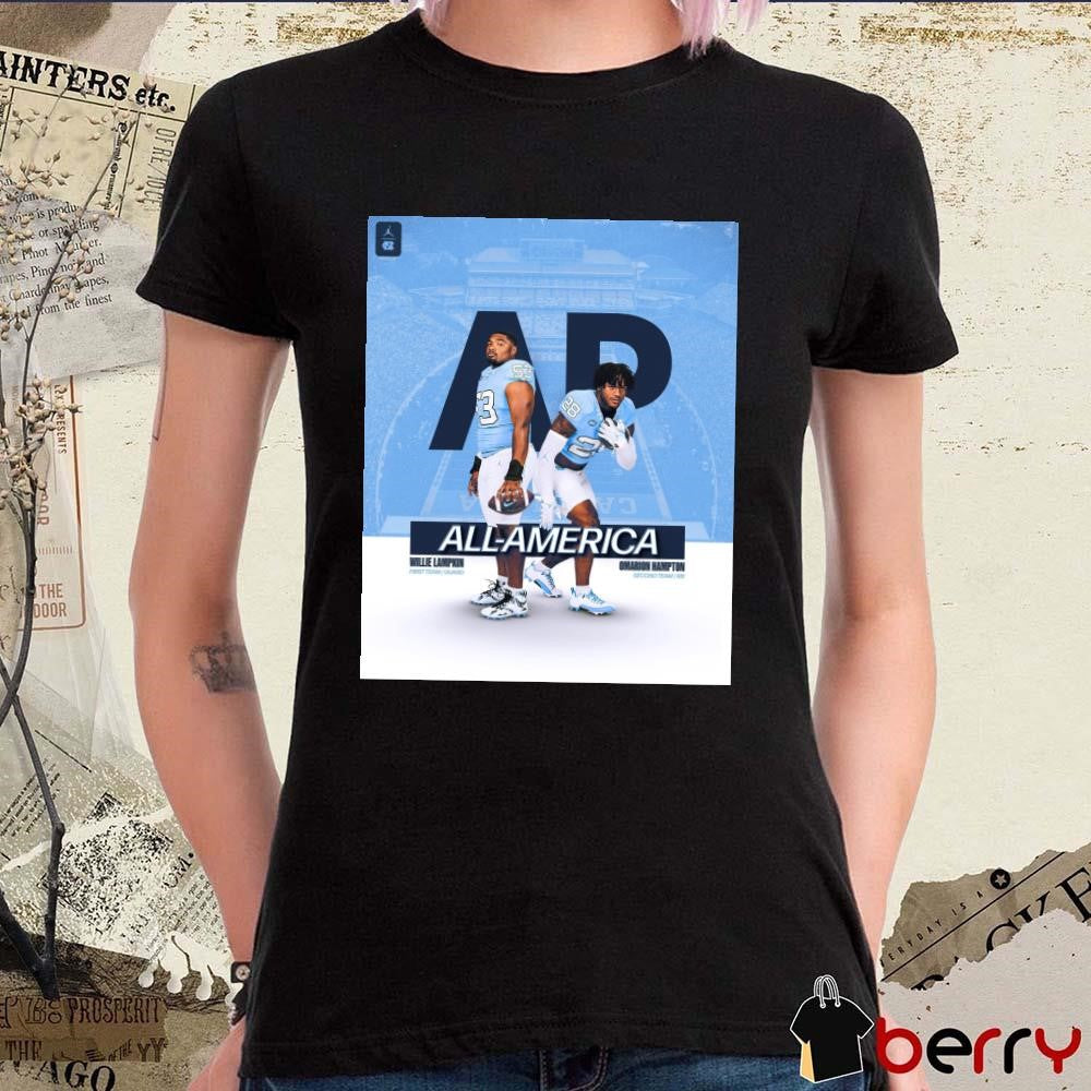 North Carolina Tar Heels All-American Willie Lampkin First Team Guard And Omarion Hampton Second Team RB Poster t-shirt