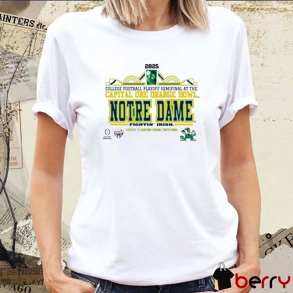 Notre Dame Fighting Irish 2025 CFP Semifinal At The Capital One Orange Bowl Hard Rock Stadium Art Deco Player NCAA t-shirt