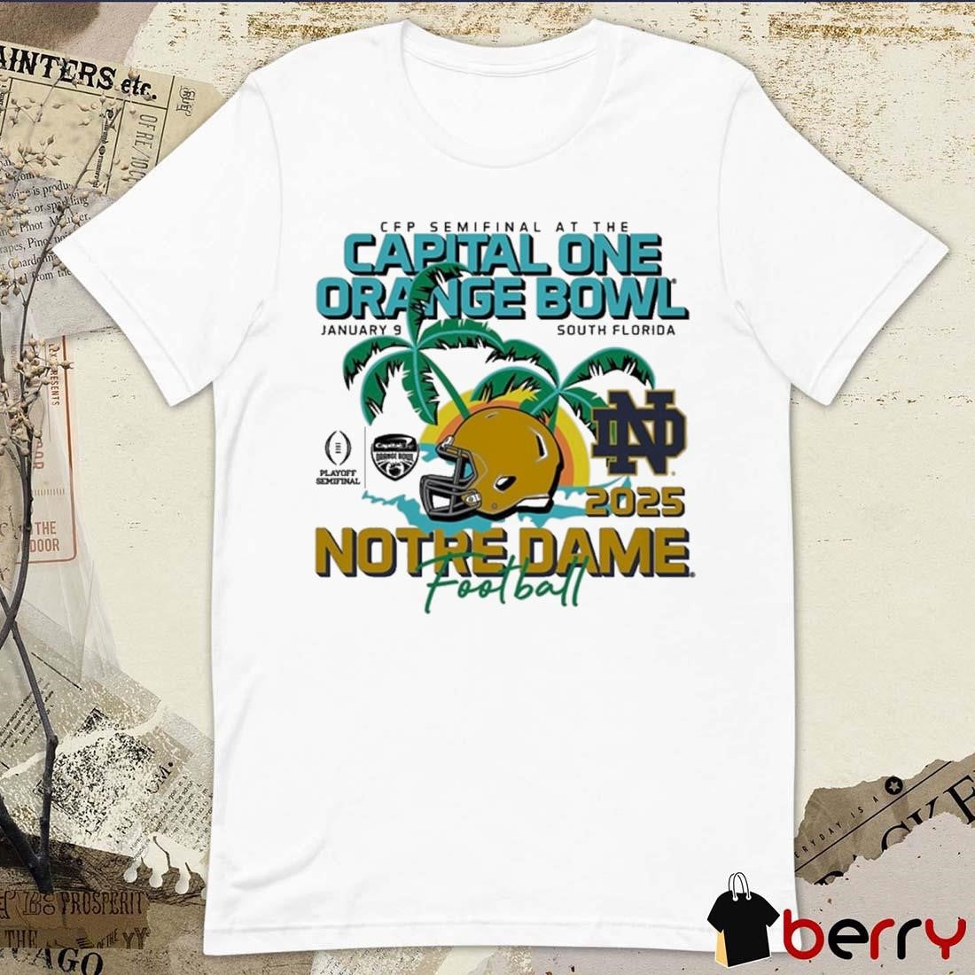 Notre Dame Fighting Irish Football CFP Semifinal At The 2025 Capital One Orange Bowl Bound Jan 9 South Florida Helmet t-shirt