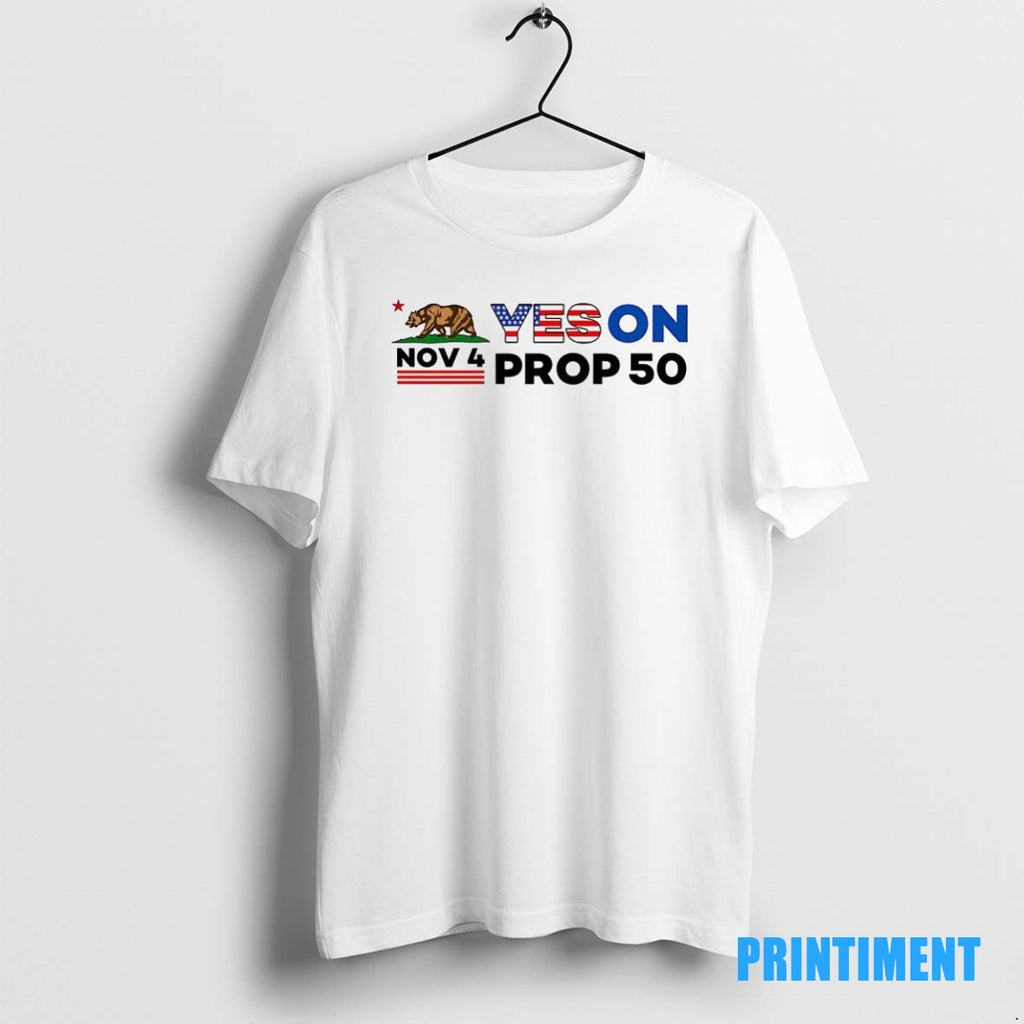 Official Nov 4 Yes On Prop 50 Bear With American Flag Tee Sweater