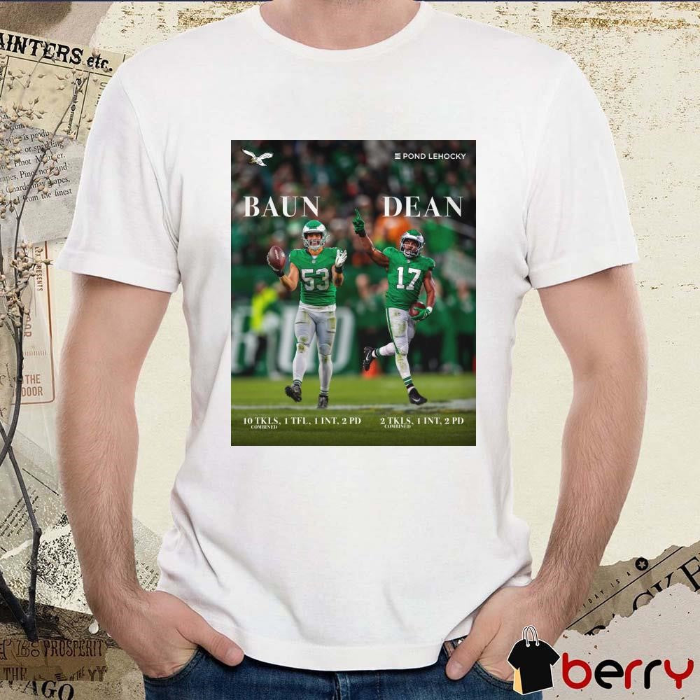 Philadelphia Eagles Baun 10 TKLS 1 TFL 1 ONT 2 PD Dean 2 tkls 1 INT 2 PD Poster t-shirt