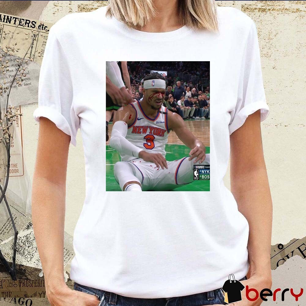 Photos Of Josh Hart After Getting Elbowed In The Face New York Knicks t-shirt