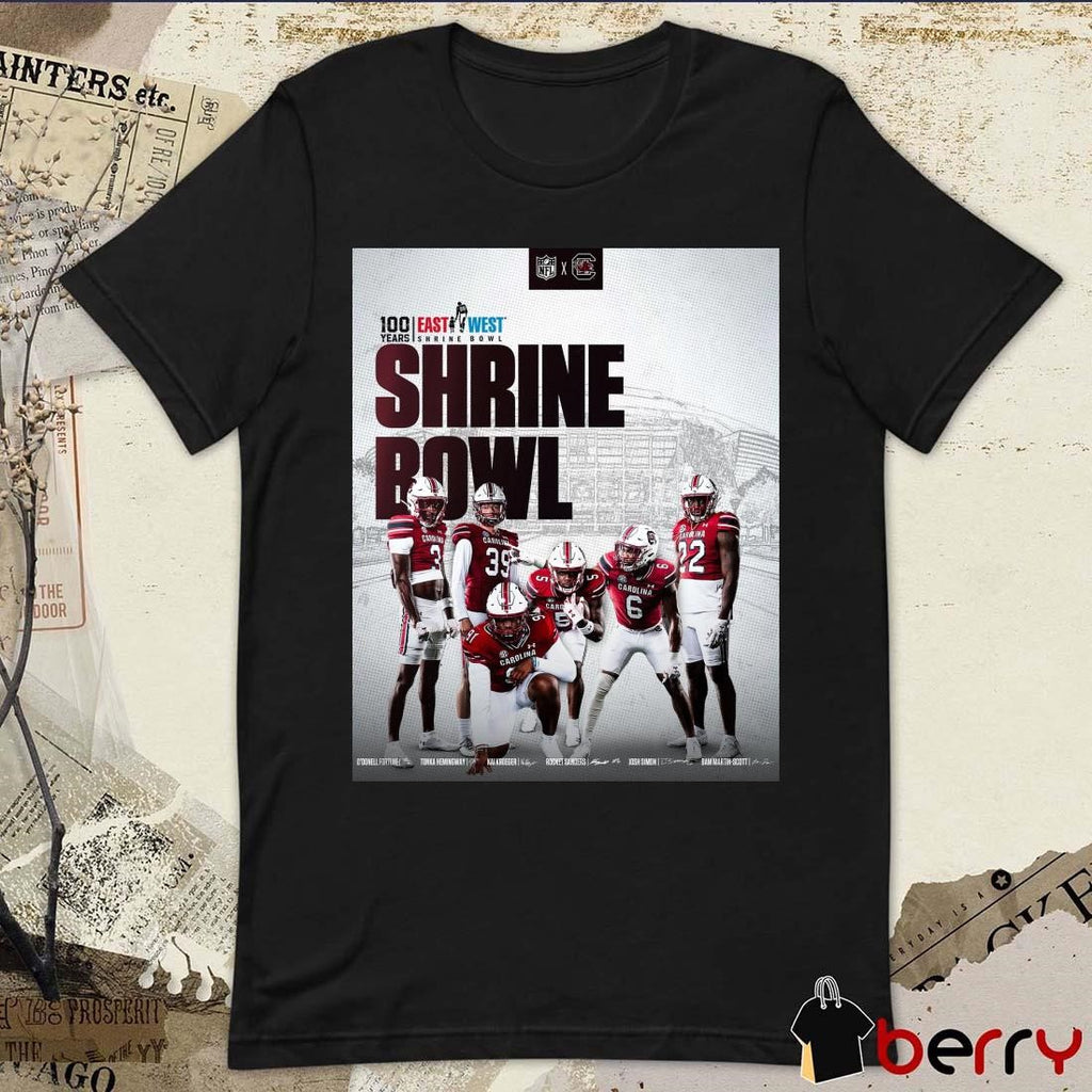 Poster Gamecock Football 100 Years East-west Shrine Bowl O’Donnell Tonka Hemingway Signatures t-shirt