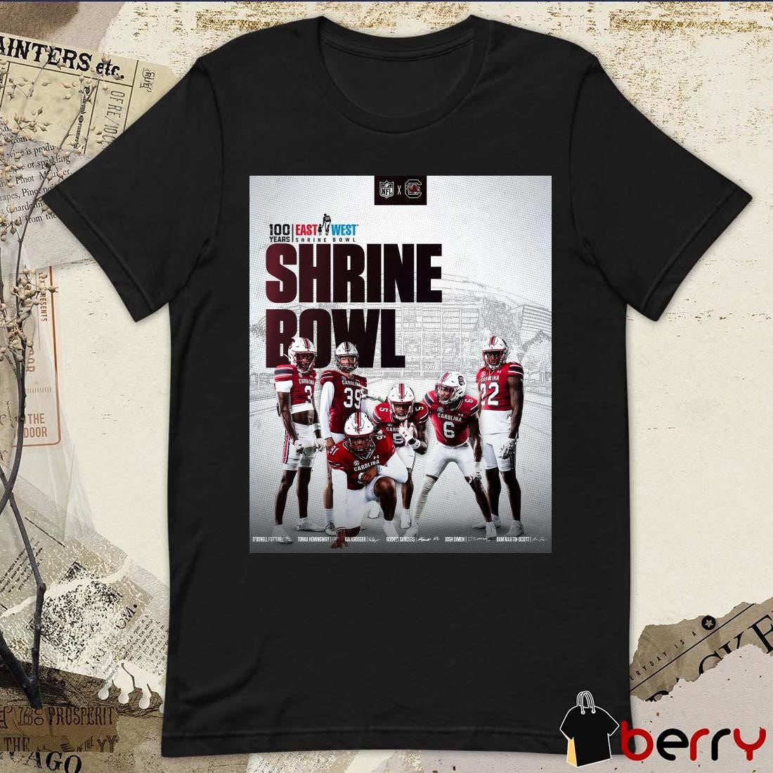 Poster Gamecock Football 100 Years East-west Shrine Bowl O’Donnell Tonka Hemingway Signatures t-shirt