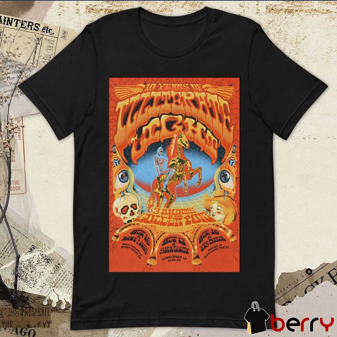 Poster Illiterate Light October 16-18 2025 The Golden Pony in Harrisonburg VA t-shirt