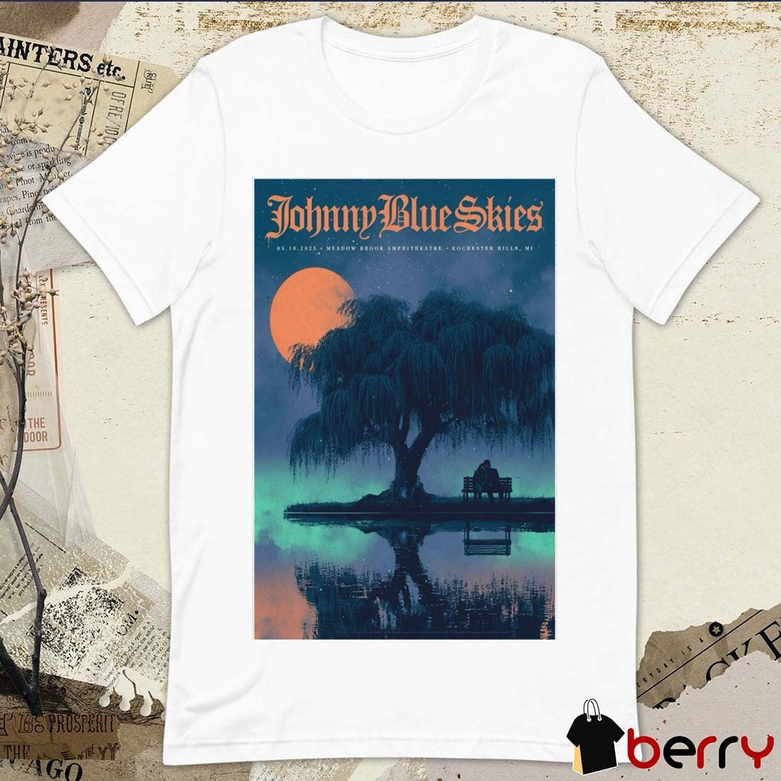 Poster Johnny Blue Skies Sturgill Simpson May 10 2025 Meadow Brook Amphitheatre Rochester Hills MI t-shirt