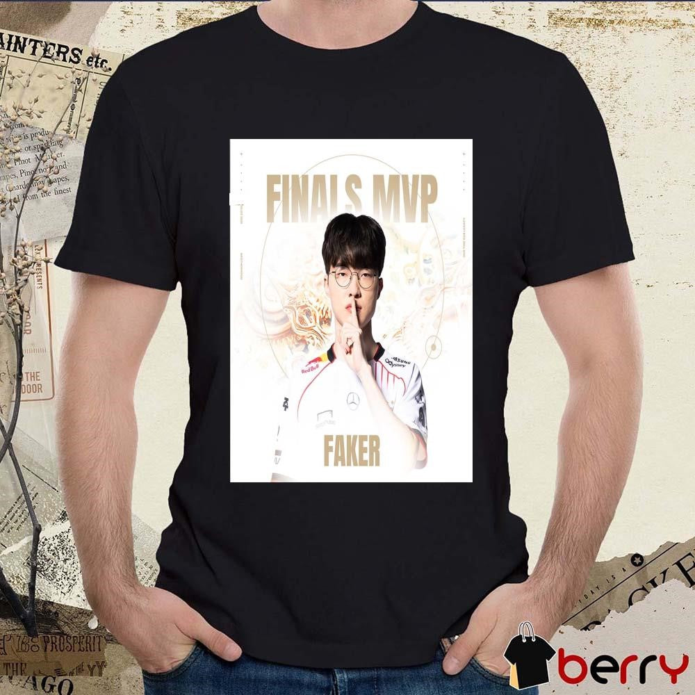 Poster SKT T1 Faker Finals MVP League Of Legends Worlds 2024 Champions t-shirt