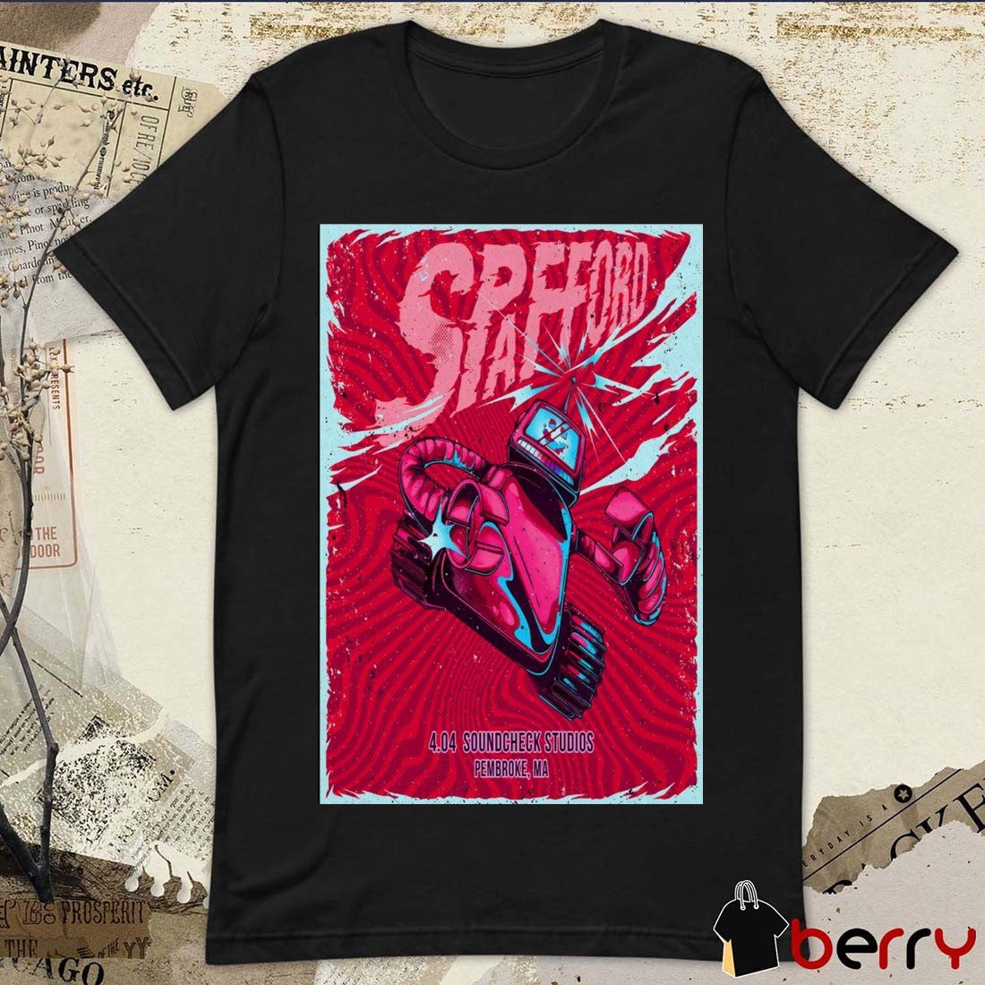 Poster Spafford at Soundcheck Studios in Pembroke MA on April 4 2025 Tour t-shirt