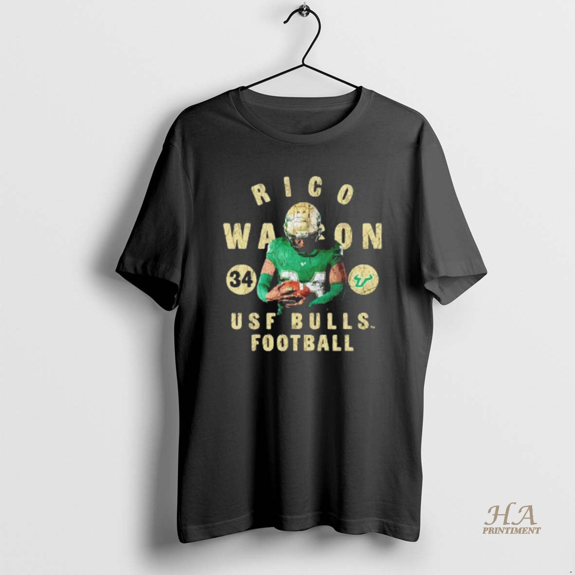 Official Rico Watson South Florida Bulls Football Player Retro Graphic Blackshirt