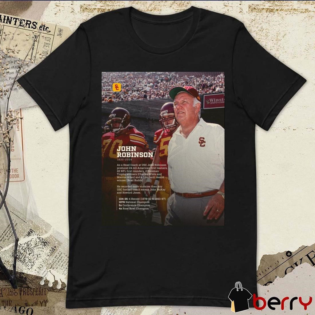 Rip Coach John Robinson Fight On Forever 1935-2024 Biography t-shirt