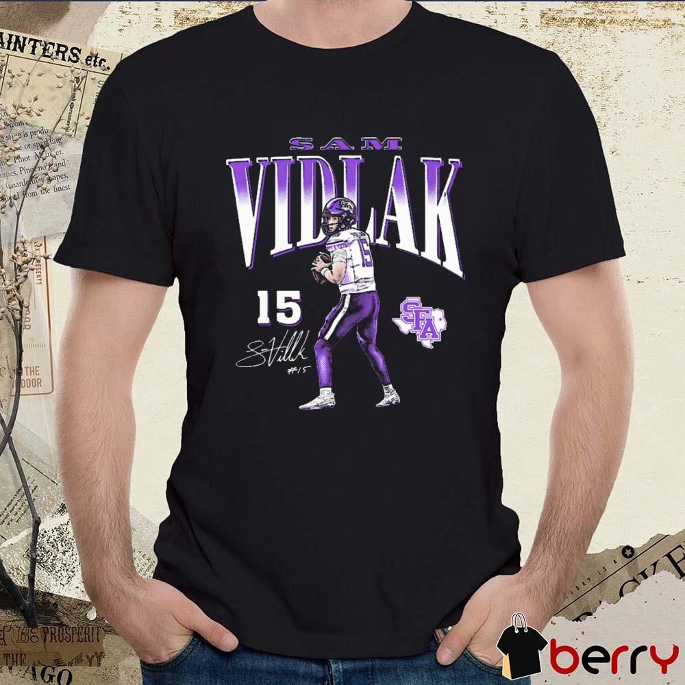 Sam Vidlak Stephen F. Austin Lumberjacks Football Cartoon Signature t-shirt