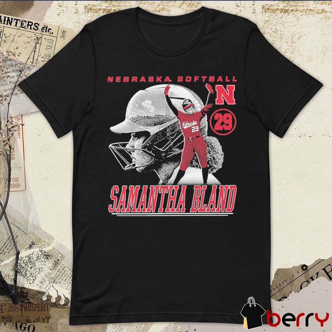 Samantha Bland Illustrated Nebraska Cornhuskers Softball t-shirt