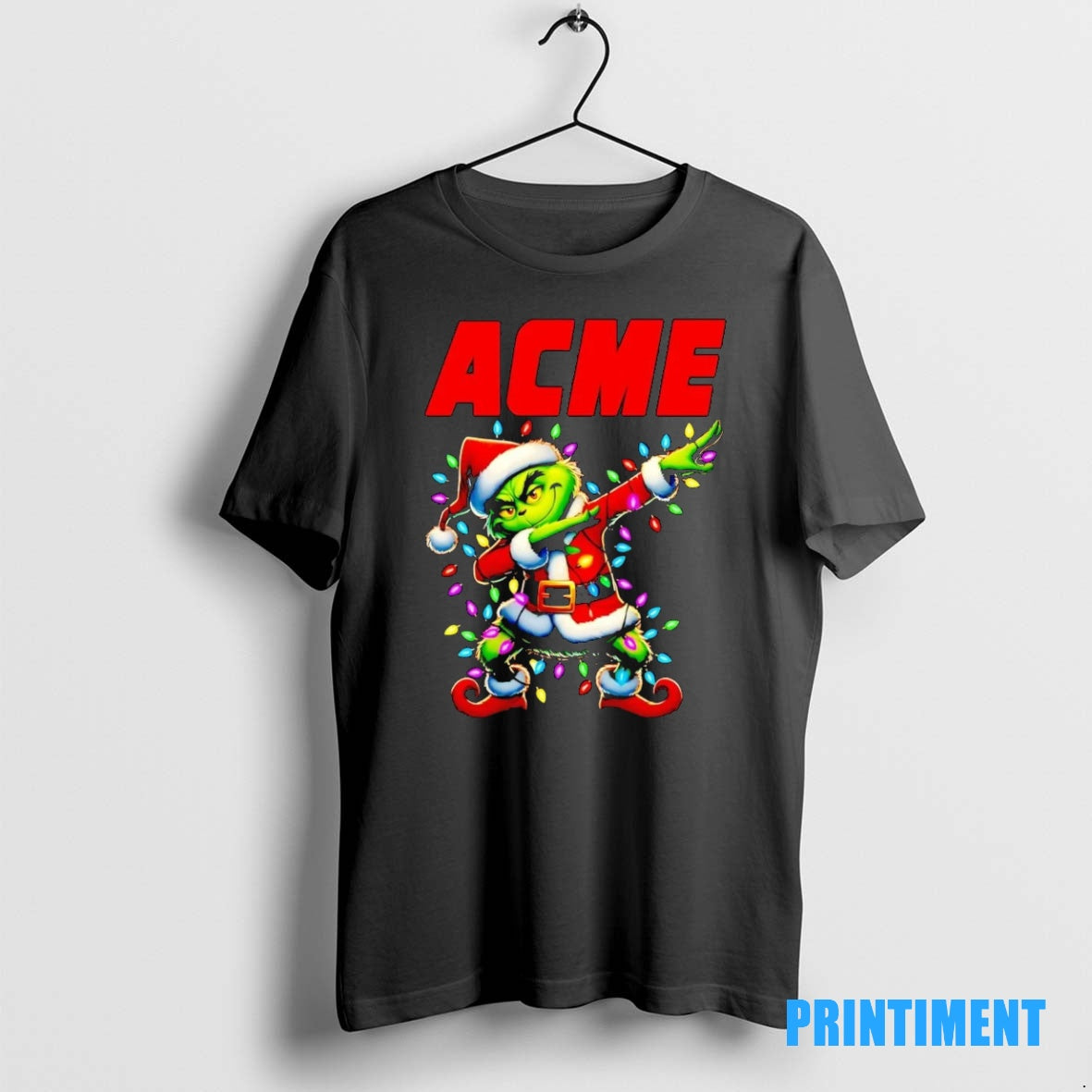 Official Santa Grinch Dabbing Acme Markets Christmas Light Tee Sweater