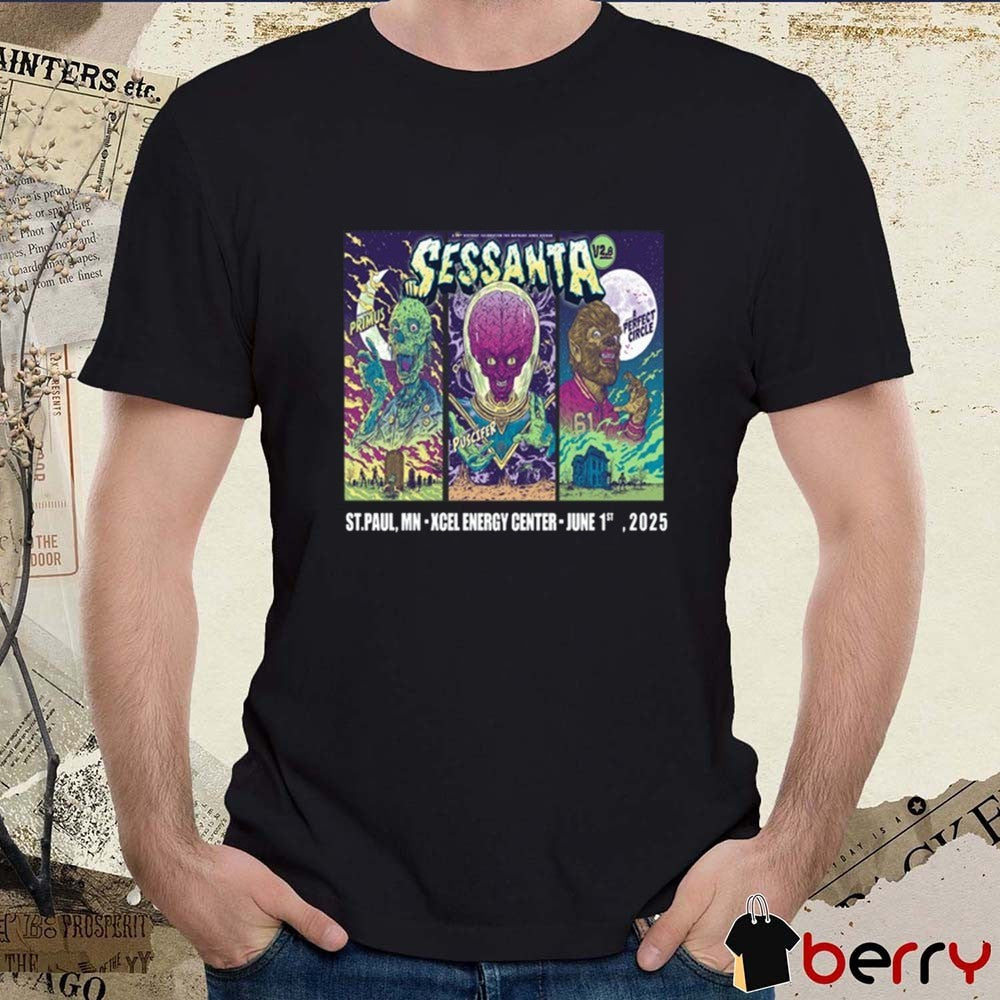 Sessanta V2.0 Primus Puscifer And A Perfect Circle S.T Paul MN On June 1th 2025 Xcel Energy Center t-shirt