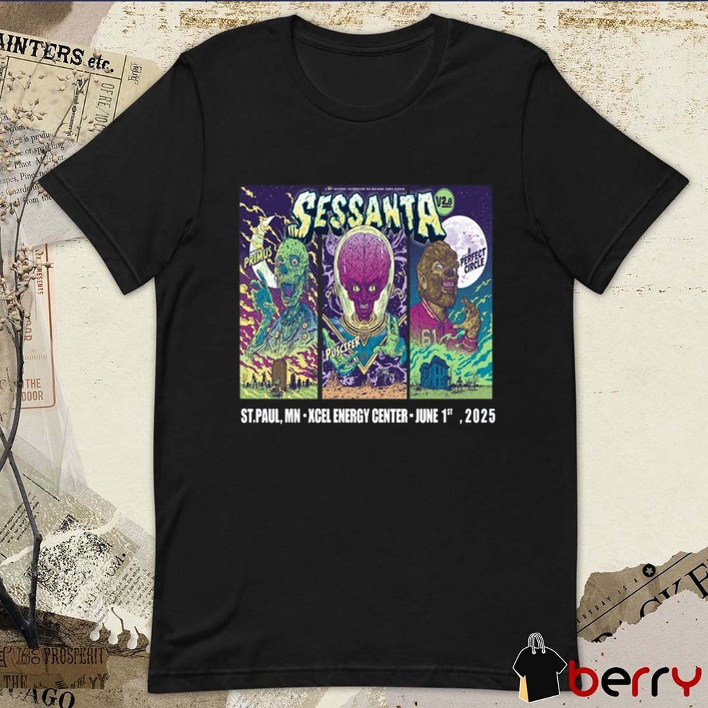 Sessanta V2.0 Primus Puscifer And A Perfect Circle S.T Paul MN On June 1th 2025 Xcel Energy Center t-shirt
