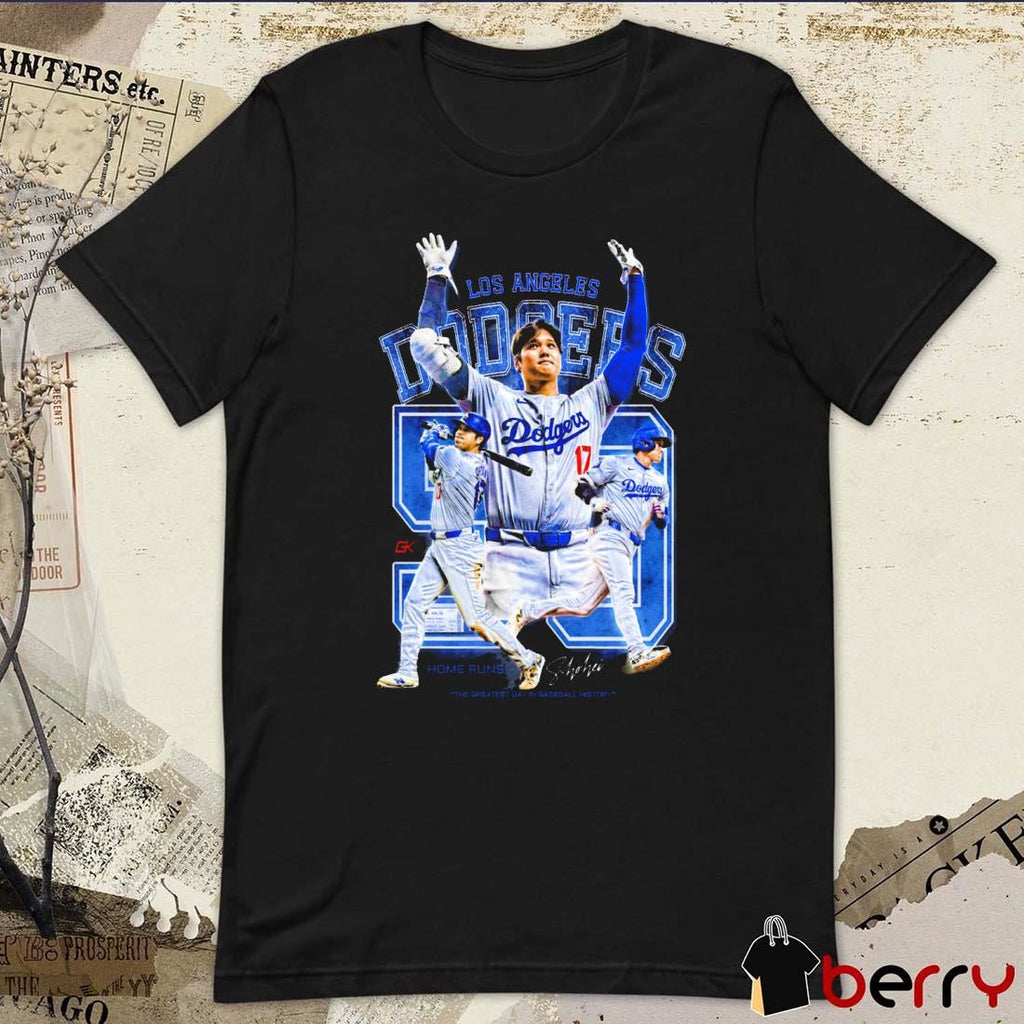 Shohei Ohtani Los Angeles Dodgers 50 Home Runs The Greatest Day In Baseball History Signature Graphic t-shirt