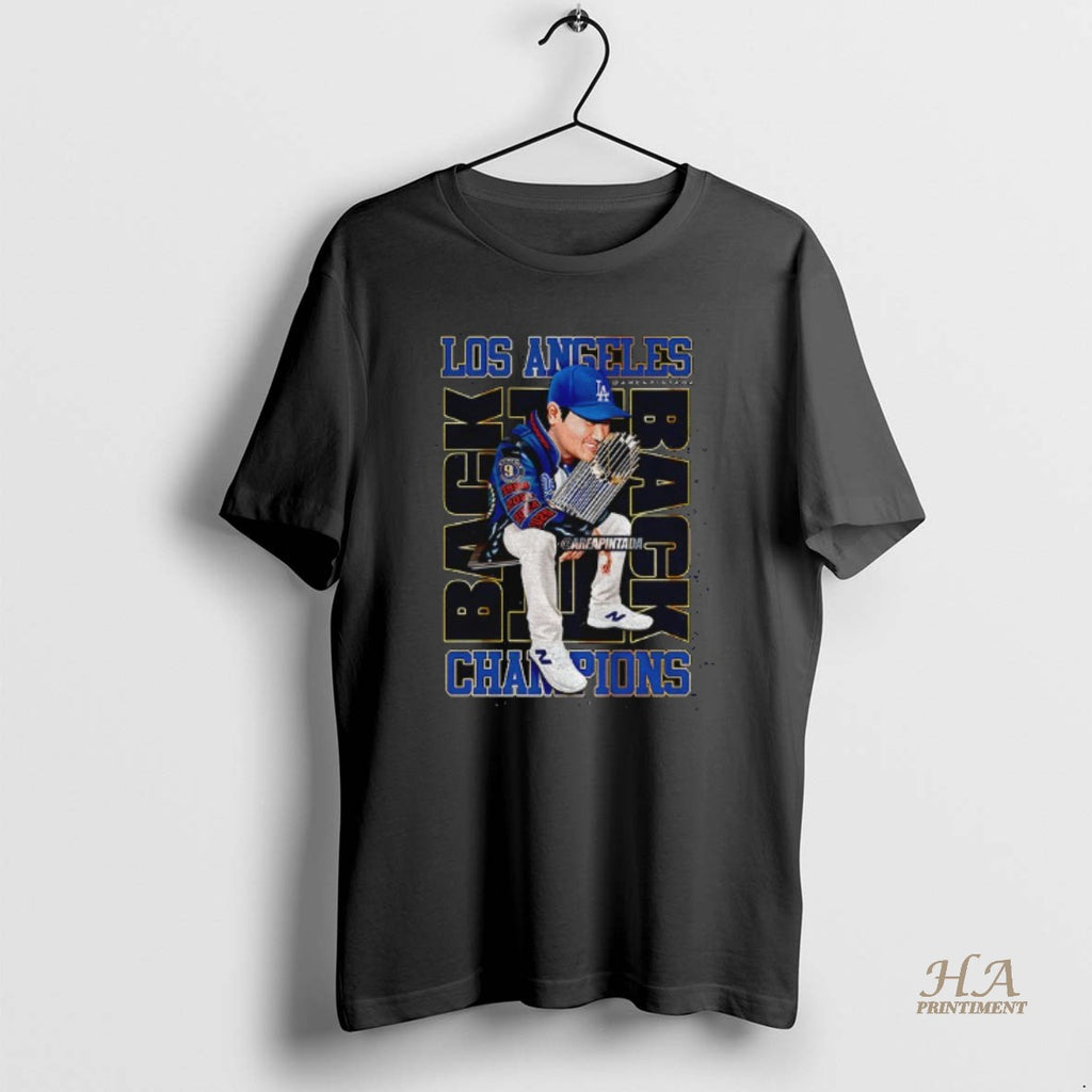 Official Shohei Ohtani Hold Trophy Los Angeles Dodgers World Series Champions Back To Back 2025