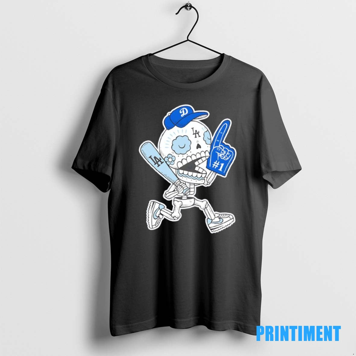 Official Skeleton Dodgers Lets Go Back 2 Back Cartoon Black Tee Sweater