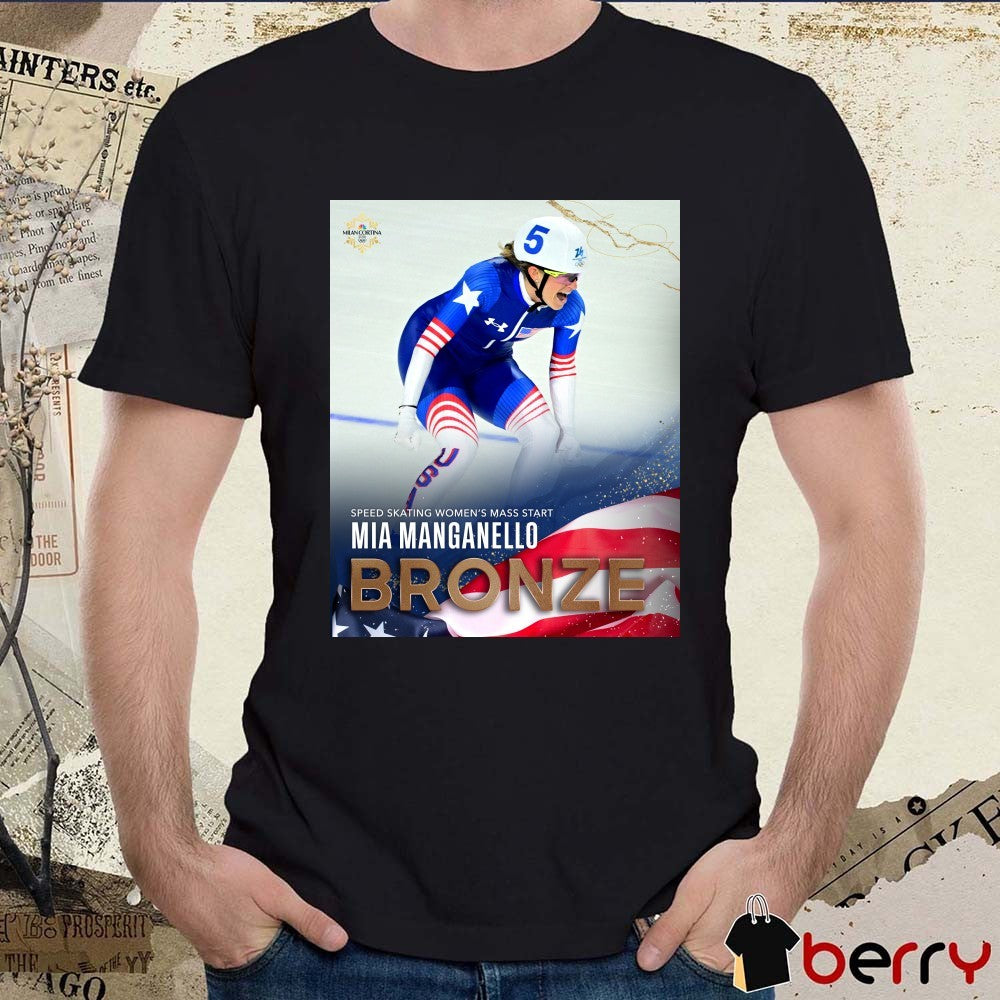 Speed Skating Women’s Mass Start Mia Manganello Bronze Milan Cortina 2026 Winter Olympics Poster t-shirt