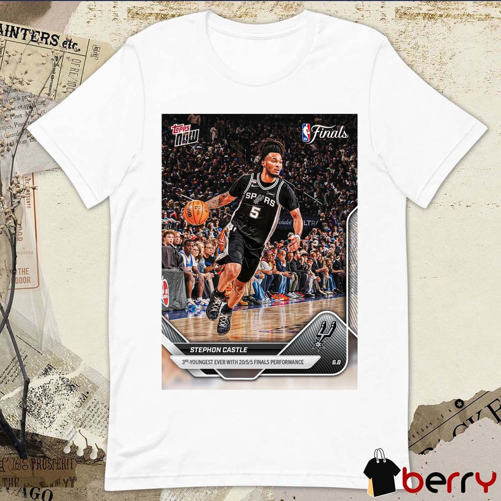 Stephon Castle 3rd Youngest Ever With 20 5 5 Finals Performance 2025-26 NBA Topps NOW t-shirt
