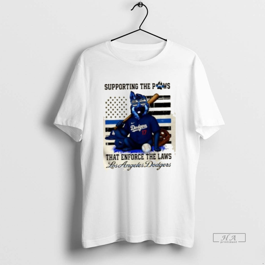 Official Supporting The Paws That Enforce The Laws Los Angeles Dodgers Dog Us Flag