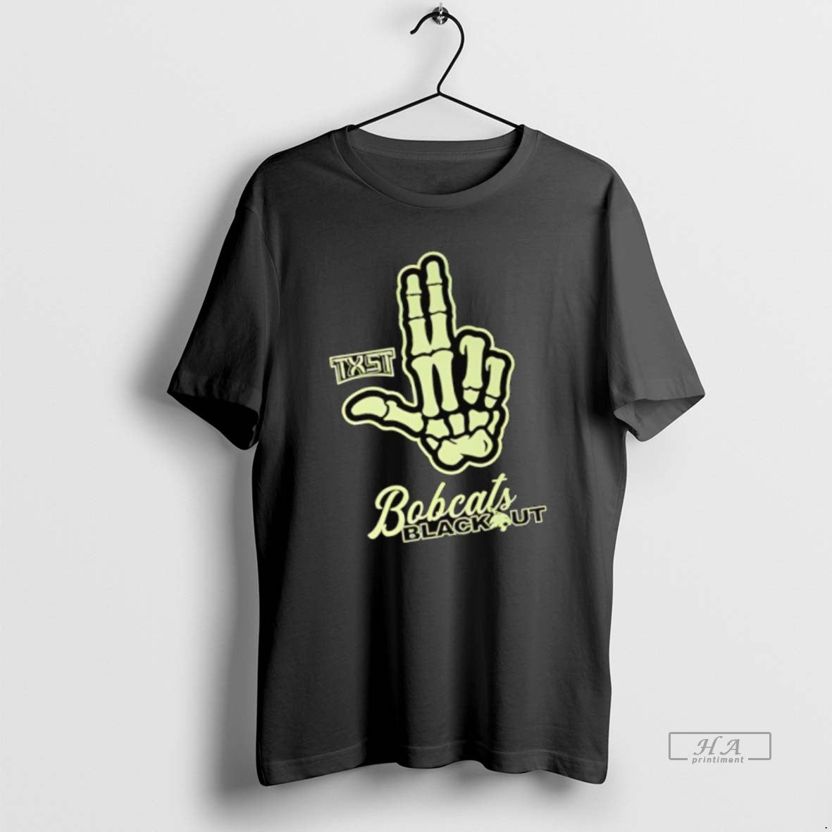 Official Txst Bobcats Blackout Skeleton Hand
