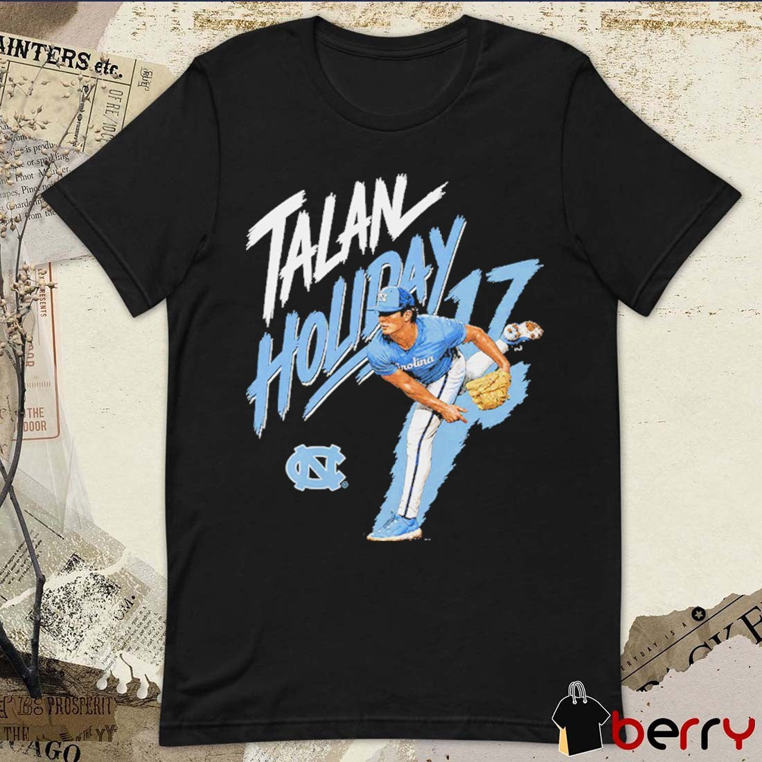 Talan Holiday UNC North Carolina Tar Heels NCAA Paintbrush t-shirt