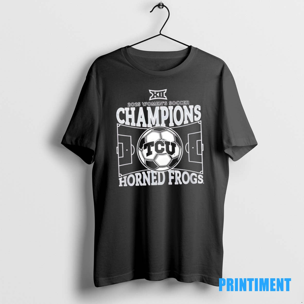 Official Texas Christian University Womens Soccer 2025 Big 12 Regular Season Champions 2 Sided Tee