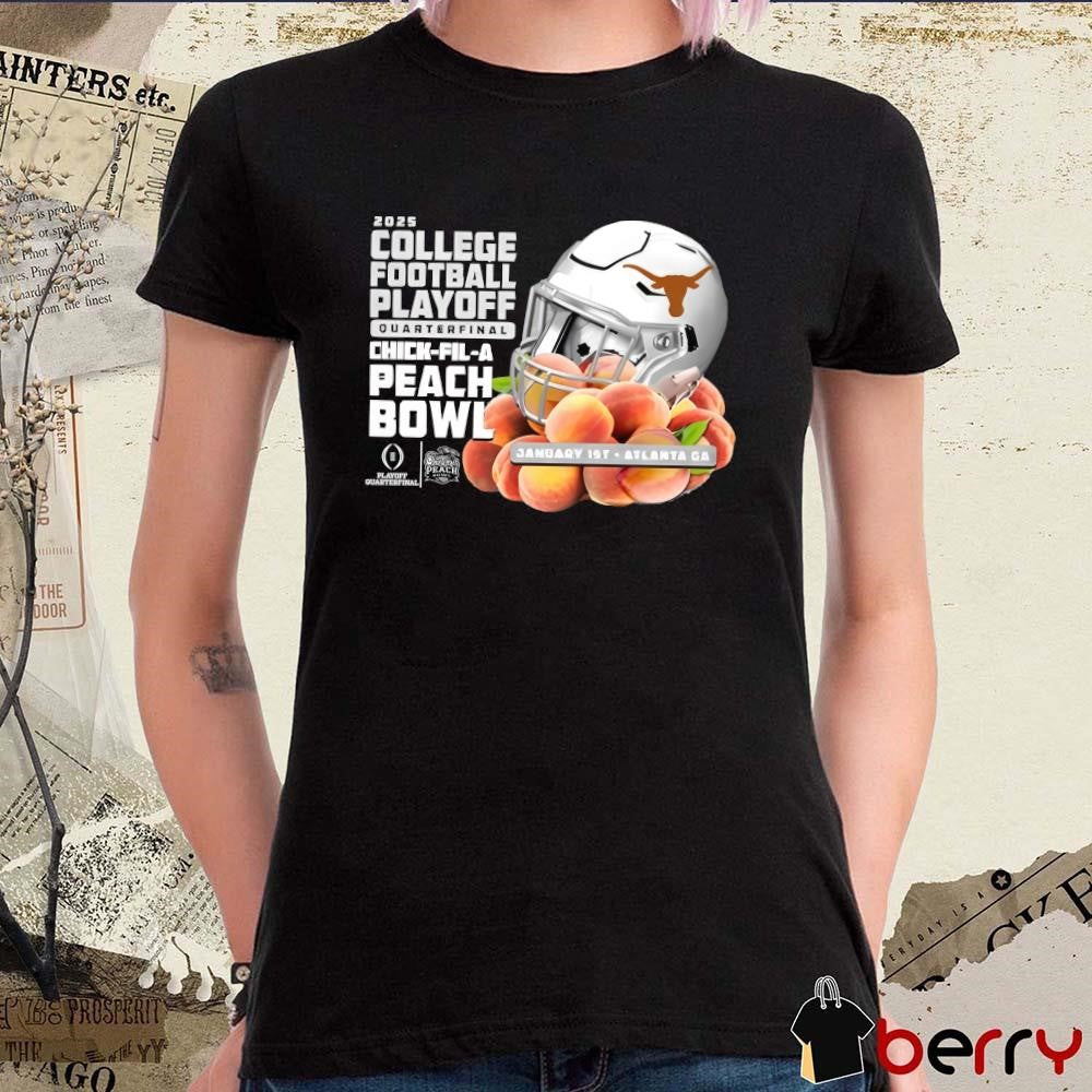 Texas Longhorns Grey Jan 1st 2025 College Football Playoff Quarterfinal Chick-Fil-A Peach Bowl Bound Helmet t-shirt