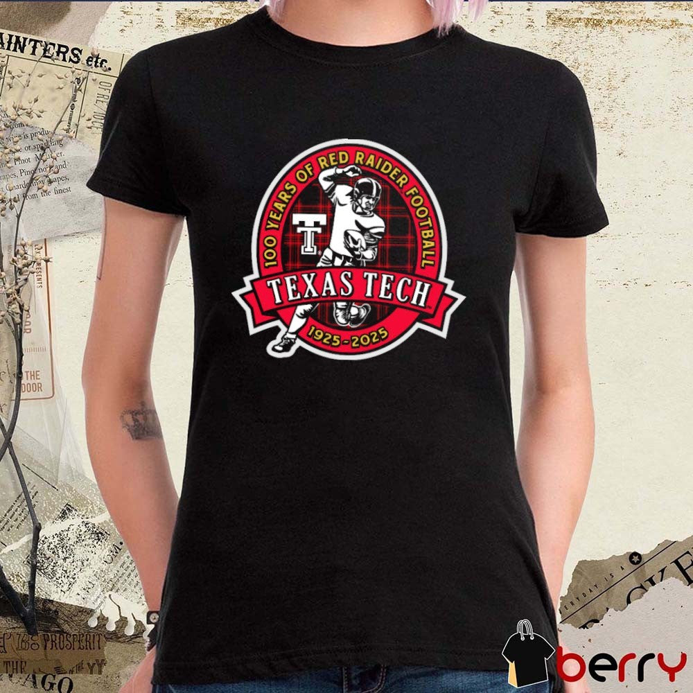 Texas Tech Red Raiders Football 100 Years Of Red Raider Player Retro 1925 – 2025 t-shirt