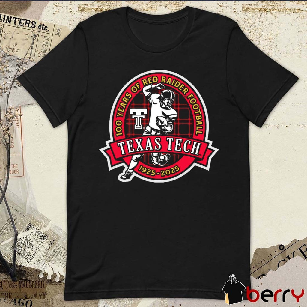 Texas Tech Red Raiders Football 100 Years Of Red Raider Player Retro 1925 – 2025 t-shirt