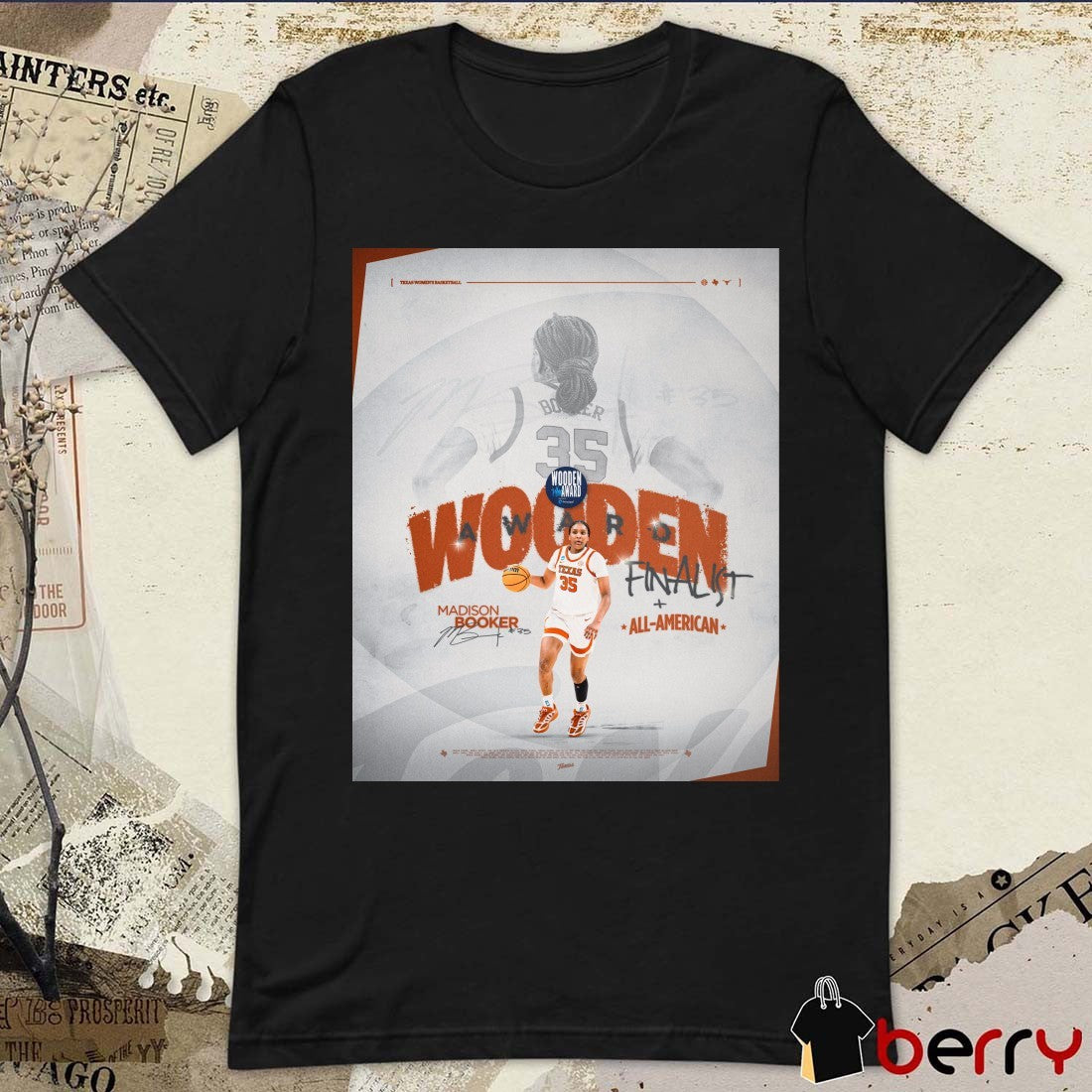 Texas Women’s Basketball Madison Booker 2026 Wooden Award Finalist All-American Signature Poster t-shirt