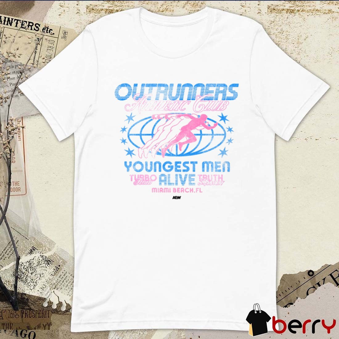 The Outrunners – Outrunners Athletic Club Youngest Men Alive Miami Beach FL AEW 2025 t-shirt