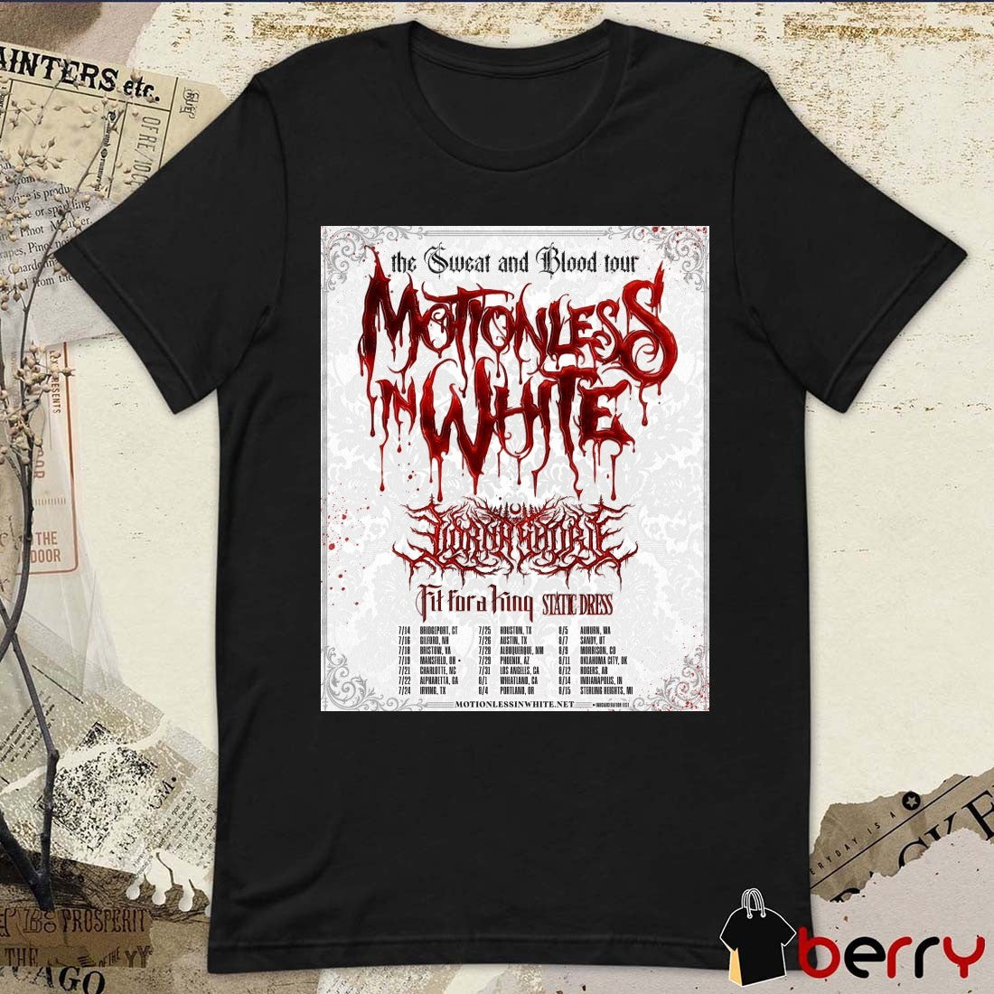 The Sweat and Blood Tour Motionless In White July 14 – Poster August 15, 2026 United States Poster t-shirt