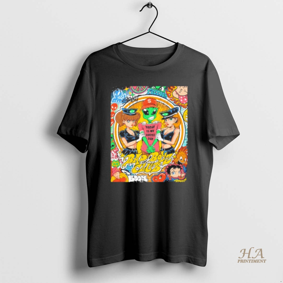 Official Today Is My Lucky Day Bad Boyz Club Graffiti Art Blackshirt