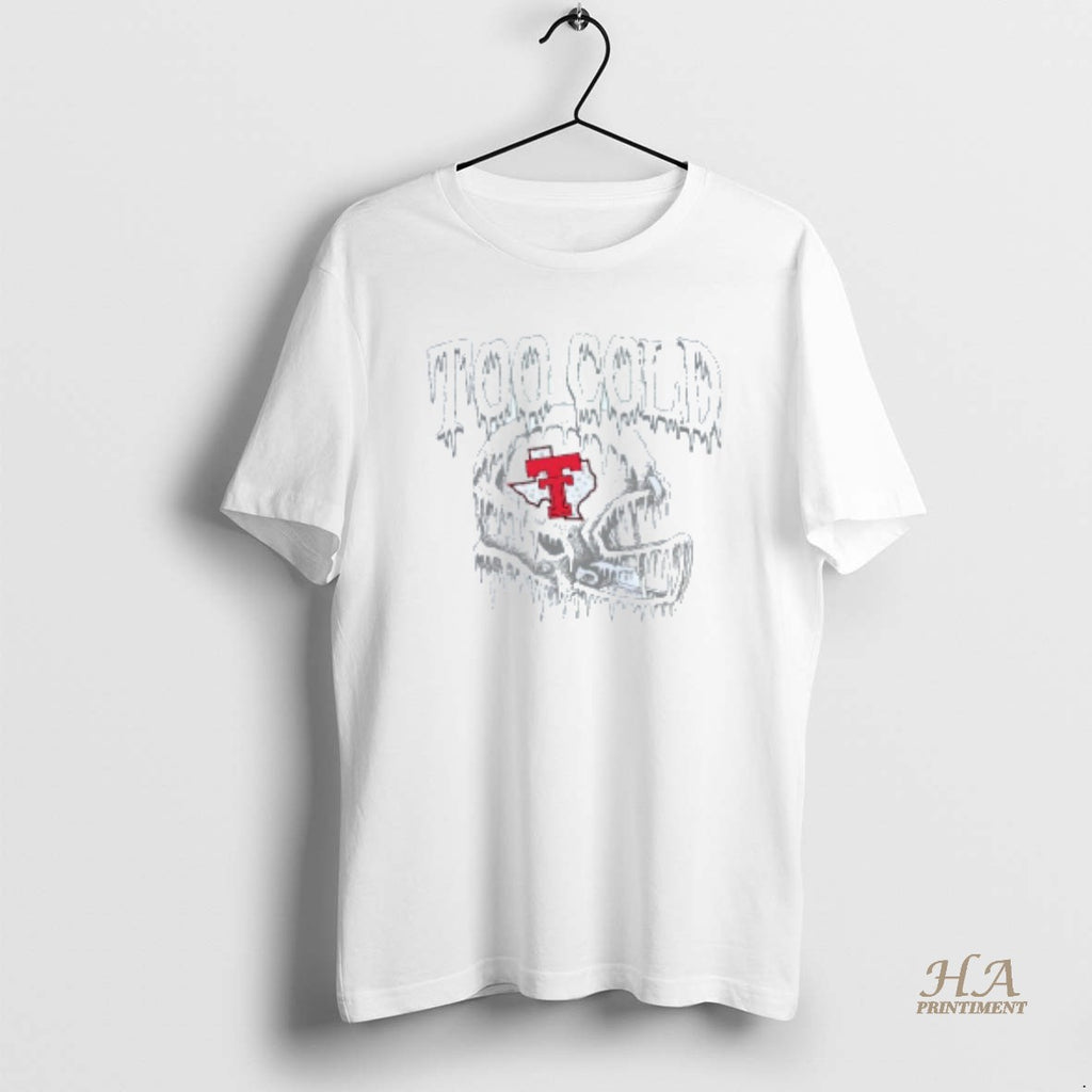 Official Too Cold Texas Tech Red Raiders Football Helmet Mens White Tee
