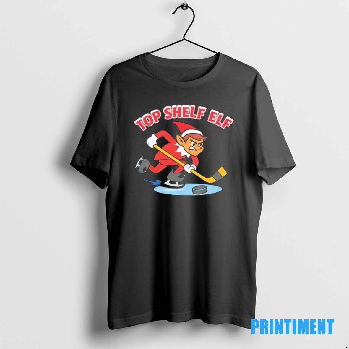 Official Top Shelf Elf Hockey Cartoon Tee Sweater