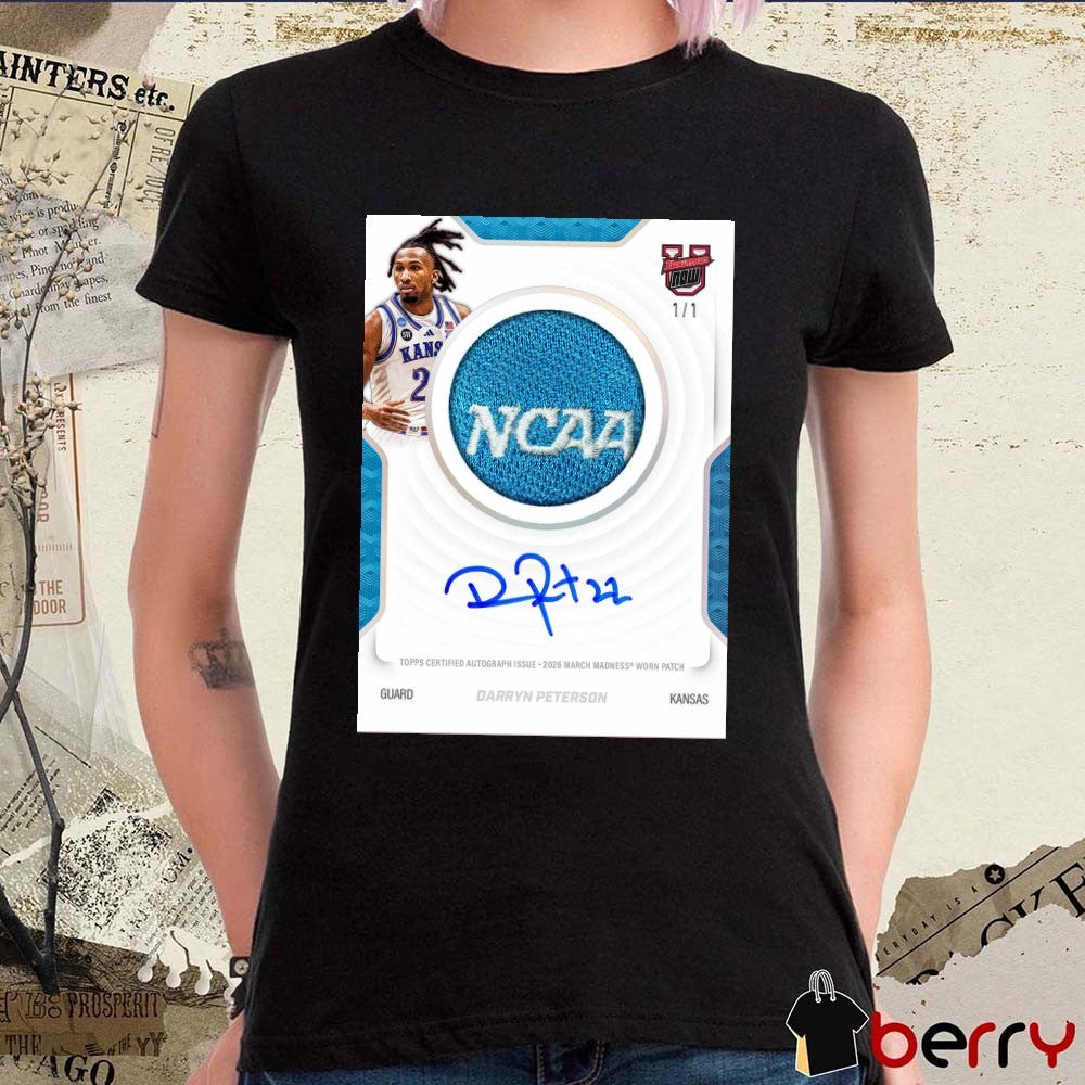 Topps Certified Autograph Issue 2026 March Madness Worn Patch Darryn Peterson Kansas t-shirt