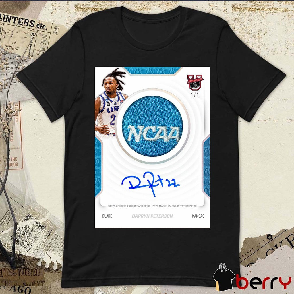 Topps Certified Autograph Issue 2026 March Madness Worn Patch Darryn Peterson Kansas t-shirt