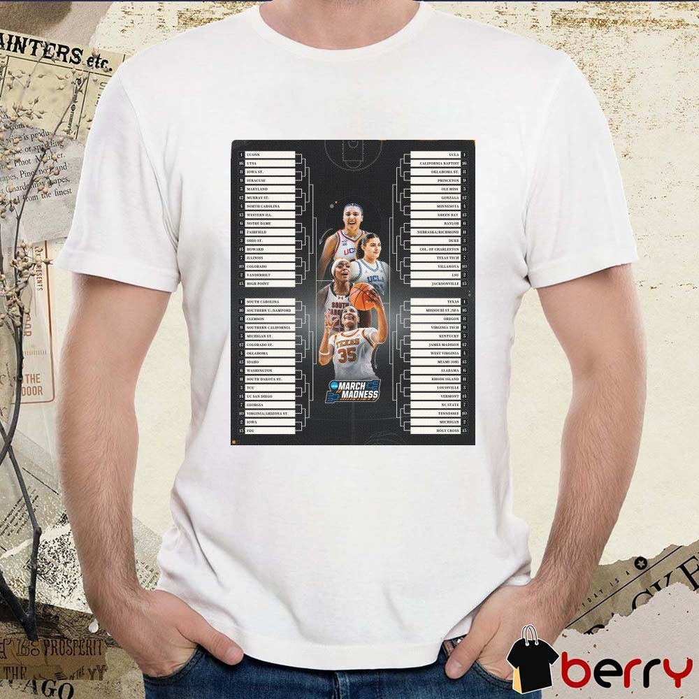Tournament Bracket For The 2026 NCAA Division I Women’s Basketball Poster t-shirt