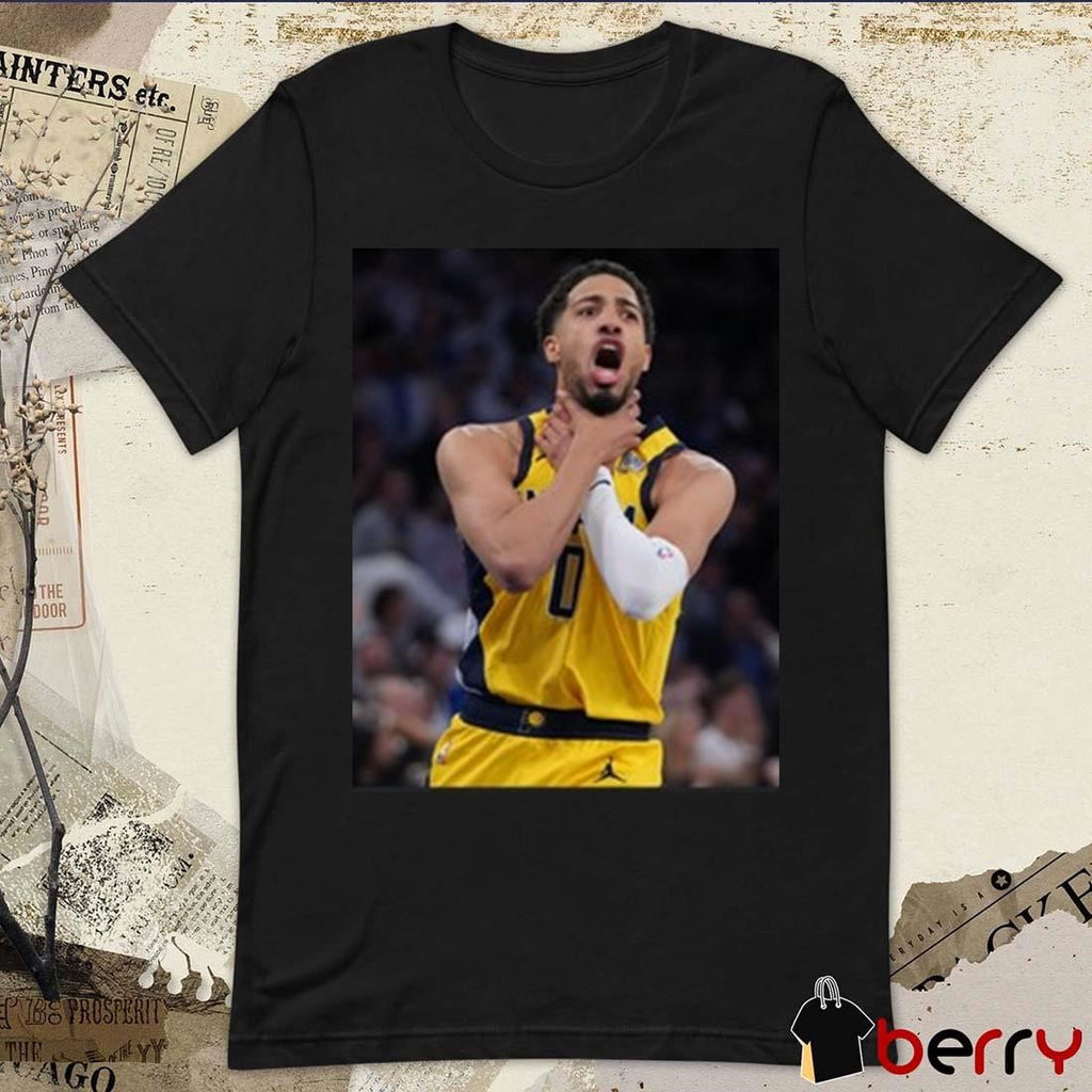 Tyrese Haliburton Does the Choke Sign After Insane Shot to Force OT vs. Knicks Poster t-shirt
