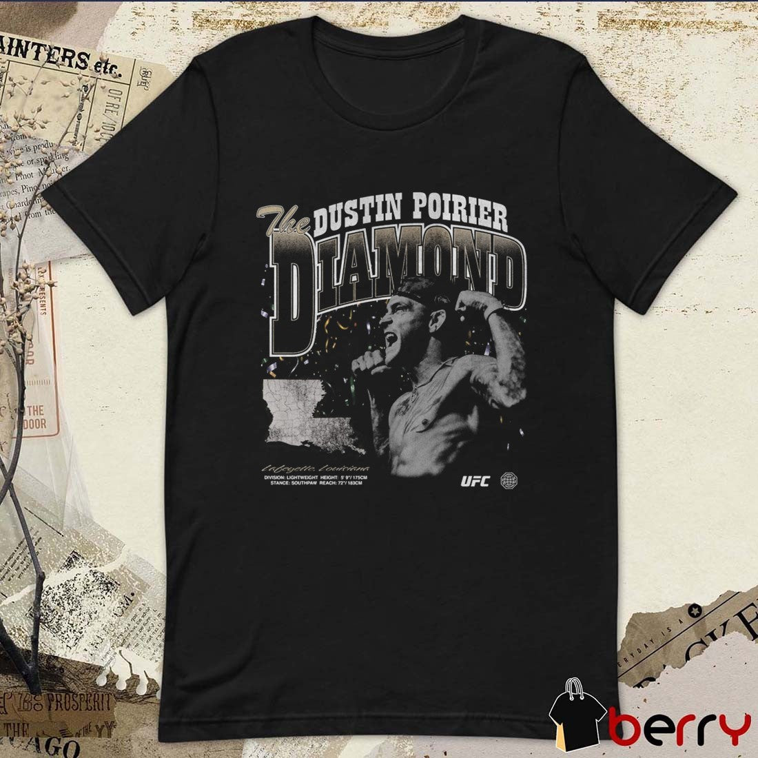 UFC Dustin Poirier The Diamond Dancing Lafayette, Louisiana Graphic t-shirt