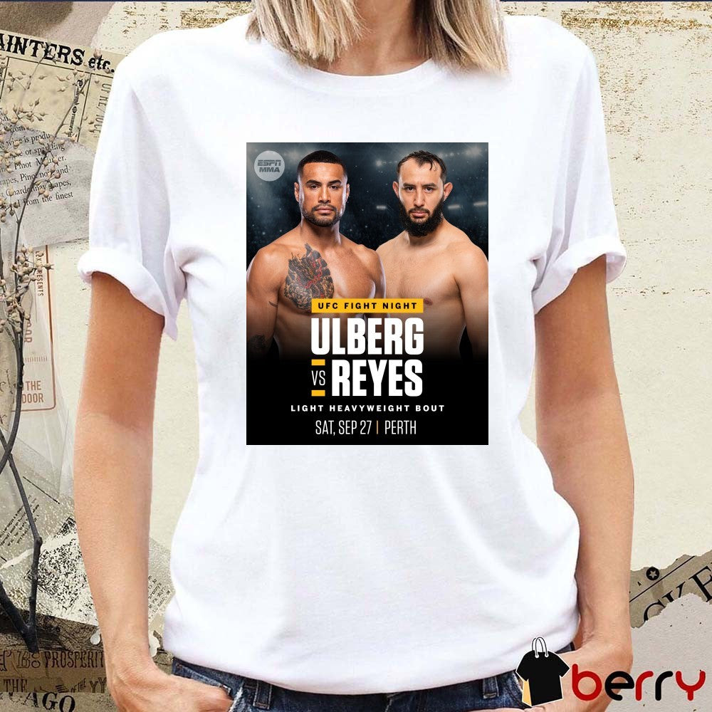 UFC Fight Night Carlos Ulberg and Dominick Reyes Light Heavyweight Bout September 27th 2025 Perth, Australia Poster t-shirt