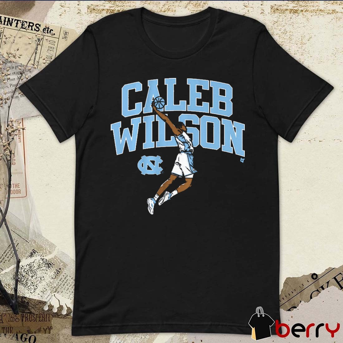 UNC North Carolina Tar Heels Basketball NCAA Caleb Wilson Name Pose t-shirt