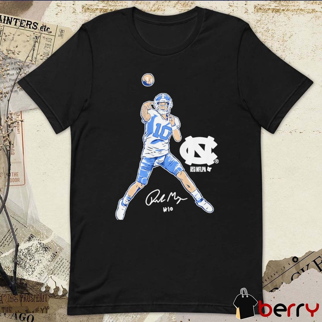 UNC North Carolina Tar Heels Football Drake Maye Pro Pose Signature t-shirt