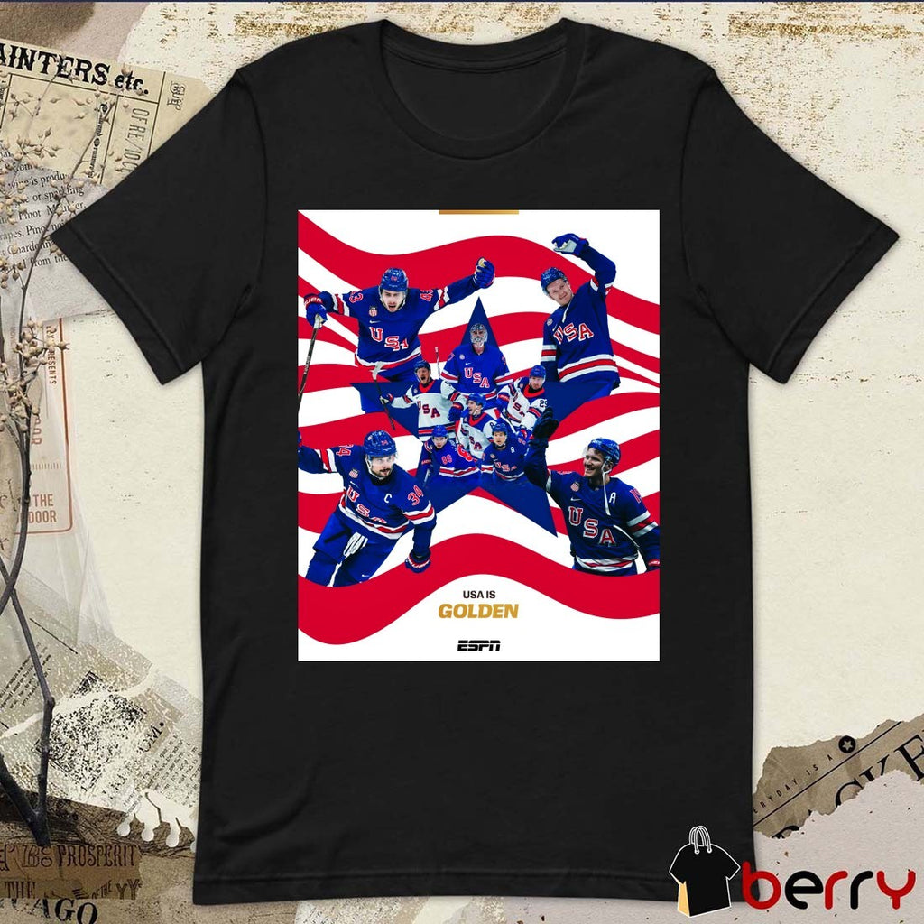 USA Hockey Is Golden For The First Time Since 1980 Milano Cortina Winter Olympics ESPN t-shirt