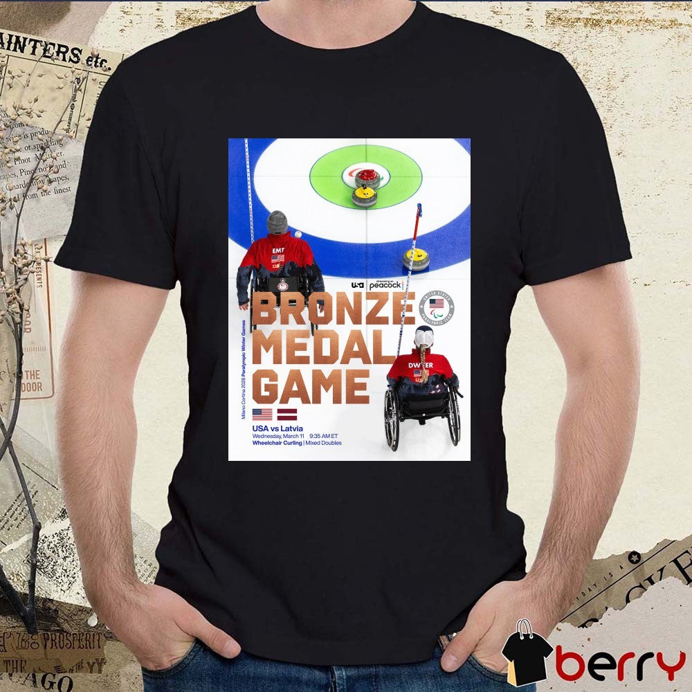 USA Vs Latvia March 11 2026 Wheelchair Curling Mixed Doubles Bronze Medal Game Poster t-shirt